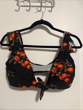 COCOSHIP Black Swimwear with Orange Accent Print